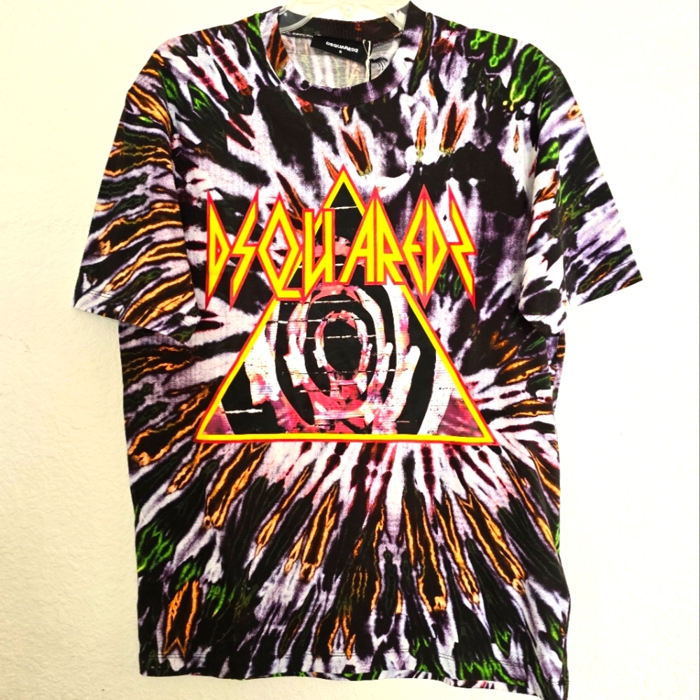 Dsquared2 Tie Dye Jersey Cotton T-Shirt Size S Small Black Multicolor